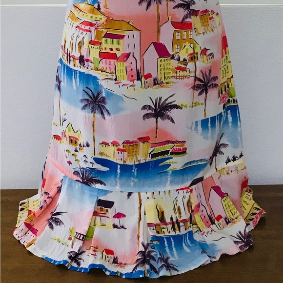 VINTAGE 80s LINE TWO French Riviera Print RESORT DRESS Size Small - Picture 11 of 14